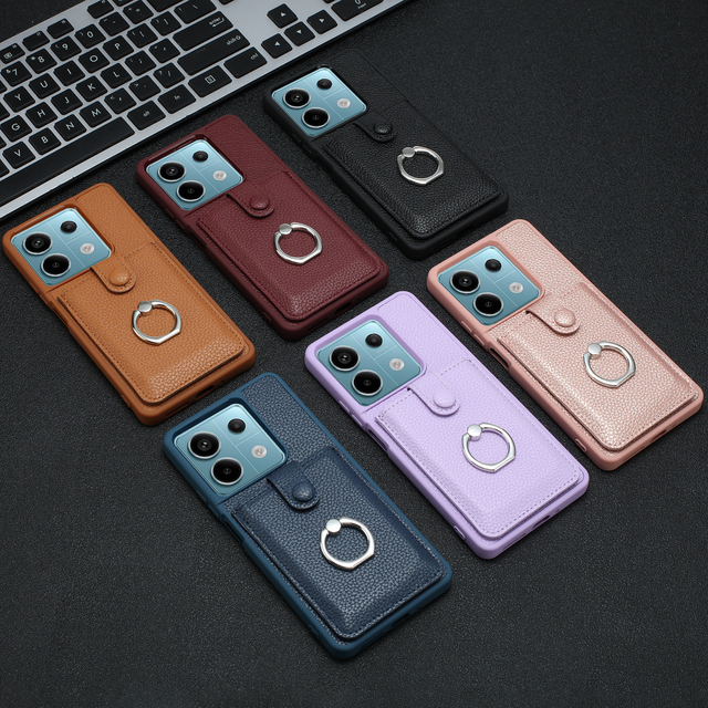 For Redmi Note 13 Pro Leather Mobile Phone Bags Wallet Flip PU Litchi Texture Phone Case for Redmi Note 11 12 13