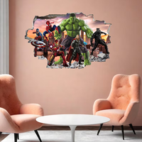Papier peint mural 3D Paysage Urbain Avengers Personnalisé Imperméable en Soie pour Chambre, Salle de Jeux et Espaces Commerciaux