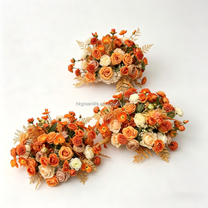 Orange Handmade Bohemian Silk Floral Ball <b>Artificial</b> Centerpiece Wedding Event Table Decoration - Product Image 2