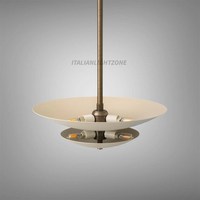 Luminaire suspendu en laiton crème élégant, style mid-century moderne, minimaliste, sculptural, fait main