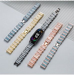 Correa de reloj de metal irregular de lujo compatible con Xiaomi <span class=keywords><strong>Mi</strong></span> <span class=keywords><strong>Band</strong></span> <span class=keywords><strong>NFC</strong></span>, correa elástica, pulsera de moda con degradado, unisex - Product Image 1