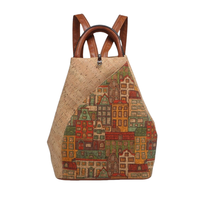 Sac à dos en cuir de liège style bohème chic pour femme, design naturel imperméable pour la plage et les voyages