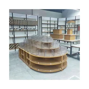 Manufacturers Wholesale New Product Supermarket Shelving Display wood combination Steel Rack Shop Shelves