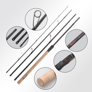 Canne à pêche spinning de voyage en graphite 2,7 m 15-70 g 4 brins avec poignée en liège portable pour la pêche aux leurres en eau salée et aux espèces côtières - Product Image 3