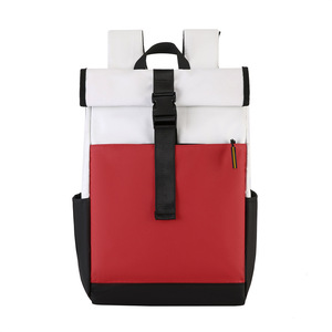 Laptop <b>Backpack</b> 15.6-Inch Large Capacity <b>Roll</b>-Top Flap Business Travel Unisex Shoulder Straps Solid Color Fall 2024 - Product Image 4