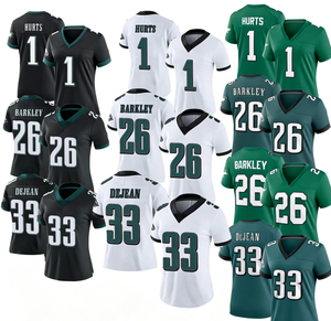 Maillot de football style Philadelphie pour femmes et jeunes filles # 26 Barkley # 1 Hurts # 33 DeJean Stitched Wholesale 100% Polyester Séchage Rapide - Product Image 1