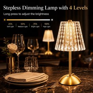 โคมไฟตั้งโต๊ะไร้สายแบบชาร์จไฟได้คริสตัล LED ไร้สายแบบสัมผัสทันสมัยสไตล์นอร์ดิกแบบพกพาสำหรับร้านอาหารโคมไฟตั้งโต๊ะ - Product Image 6