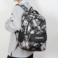 Sac à dos pour ordinateur portable 15,6 pouces en tissu Oxford imprimé camouflage, résistant à l'eau, multi-compartiments, pour l'école, les voyages et le quotidien
