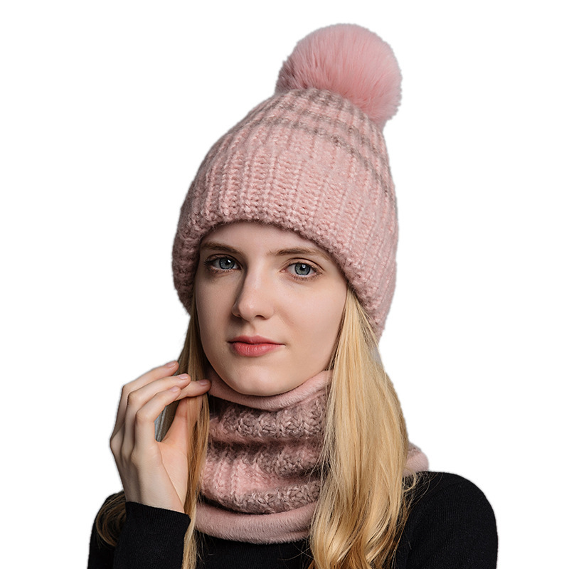 LSP87 Family Matching Winter Hat Scarf Set Wool Beanie Knit Pom Pom Beanie Caps Ski Caps for Mother and Baby Hat Scarf Set