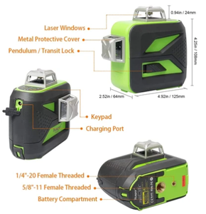 <span class=keywords><strong>HUEPAR</strong></span> <span class=keywords><strong>603CG</strong></span>-H avec étui de transport rigide Laser auto-nivelant Multi mode d'impulsion extérieure 3*360 alignement 12 lignes vert 3D Laser Leve - Product Image 5