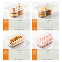 Emballage alimentaire jetable et recyclable en PET transparent de 0,4 mm d'épaisseur, avec couvercle à charnière pour pâtisserie, idéal pour les beignets glacés, les biscuits et les gâteaux, qualité alimentaire