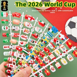 <span class=keywords><strong>Uñas</strong></span> Postizas Ovaladas Cortas con Diseño de Dibujos Animados de Fútbol, Estilo Fanático, Manicura con Estampado de Equipos - Product Image 3