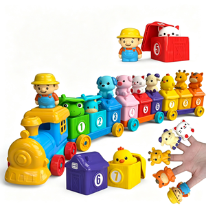 Set Trenino con Animali della Fattoria, Giocattoli Educativi Interattivi per l'Apprendimento della Matematica, Marionette da Dito, Giochi Montessori STEM per Bambini - Product Image 1
