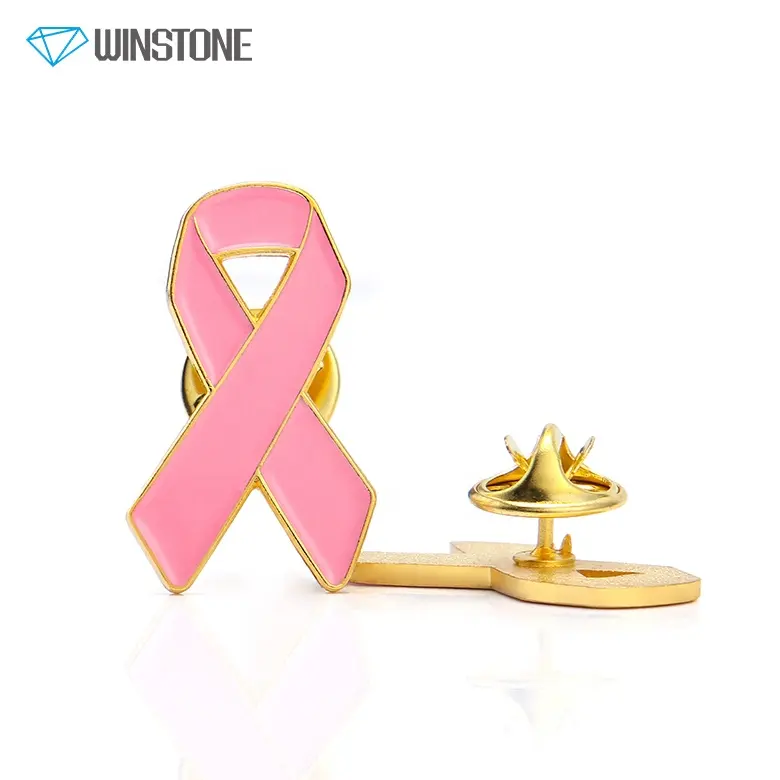 Pines personalizados para Concientización del cáncer de mama con esmalte suave rosa