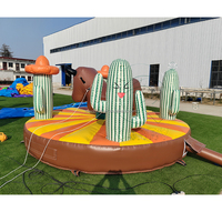 Taureau mécanique gonflable commercial avec thème Cactus Western, jeu interactif de rodéo pour la location d'événements et de fêtes