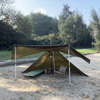 Tente imperméable à pyramide octogonale portable verte avec trou de veste de poêle ignifuge, tente ultralégère de camping chaude pour l'automne et l'hiver