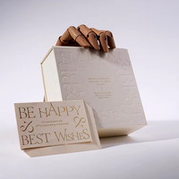 [Uniquement personnalisé] carré en relief papier spécial aimant à bascule lait blanc or estampage impression noir Premium chocolat parfum boîte