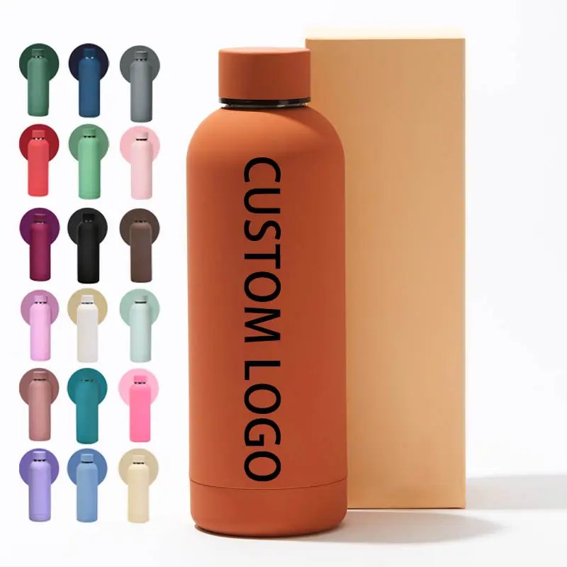 Stock smooth matte finish Leak proof BPA free Colored stainless steel drink water bottle Custom LOGO 500ml 17 oz sports thermal