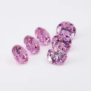 Round Shape CZ gemstone Faceted Cut loose wholesale dark pink cubic zirconia with Factory Price