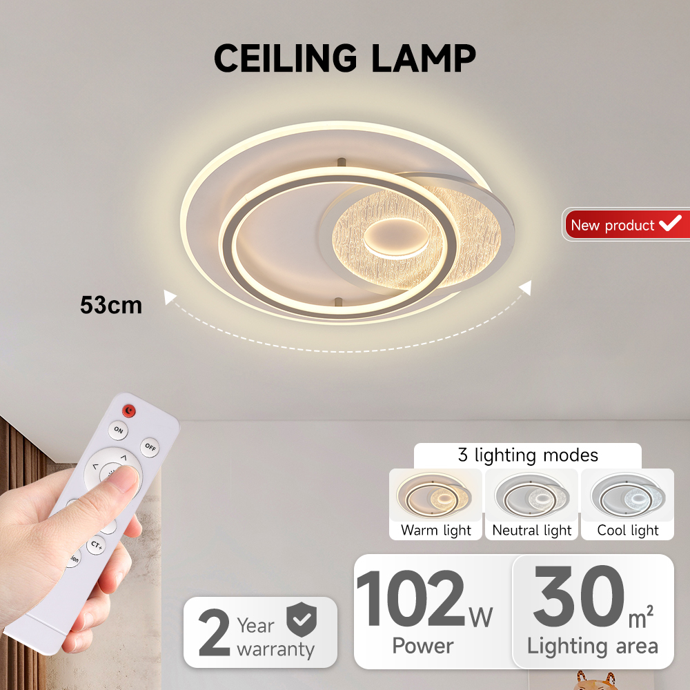 Customizable Creative Ceiling Lamp Acrylic Bedroom Living Room 102W Remote Control 3 Lighting Modes Smart Led Ceiling Light