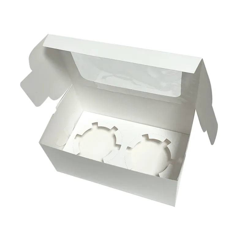 Janela De Papel a granel Claro 4 6 16 Buraco de Muffin Do Bolo Do Copo Do Queque Caixa de Embalagem Por Atacado Personalizado Transparente Mini Caixa De Queque
