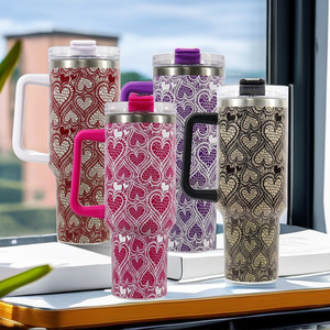 Vaso de Acero Inoxidable de 40 oz con Diseño de Corazón de Dibujos Animados, Personalizado, para Niños, para Viajes al Aire Libre, con Tapa y Pajita, Estilo Chino, 5 Colores Disponibles - Product Image 2