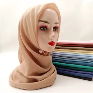 Sciarpa in voile di cotone tudung tinta unita hijab di qualità premium per donne musulmane