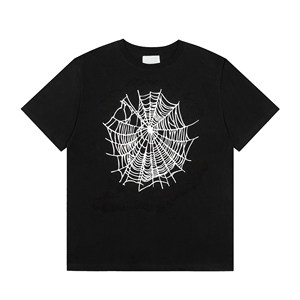 T-shirt da uomo di alta qualità con ricamo a ragnatela, in cotone pesante 300GSM, con grafica sul petto, stile streetwear, vestibilità ampia, design di tendenza - Product Image 2