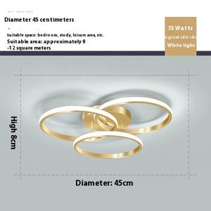 Moderne Nordique Simple Carré Aluminium Or Noir LED Plafonnier Contrôle Tactile IP33 Ra90 Anneau D'aspiration pour Salon Chambre - Product Image 5