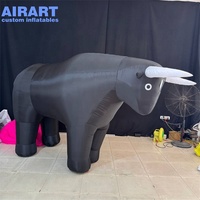 Costume de taureau gonflable en tissu Oxford noir, costume de mascotte de taureau noir gonflable pour défilé d'activités