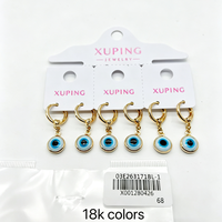 Boucles d'oreilles pendantes XUPING plaquées or 18 carats avec breloque œil en émail, style huggie, pour femme, bijoux de mode quotidiens