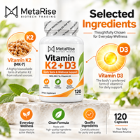 Complément Alimentaire OEM Marque Privée Vitamine K2 D3 MK-7 pour Adultes, Nutrition Cardiovasculaire et Osseuse, 120 Capsules