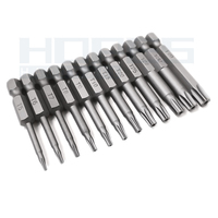 12pcs Set Mata Obeng Torx Termasuk T5 T6 T7 T8 T9 T10 T15 T20 T25 T27 T30 T40 Panjang 50mm