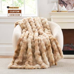 Sang Trọng Bong Bóng Minky Fluffy Mềm Trang Trí Chăn Siêu Thoải Mái Thỏ Giả Lông Ném Chăn Cho Sofa Giường Văn Phòng - Product Image 1