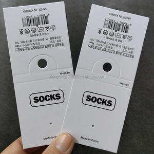 Etiquetas colgantes personalizadas de alta calidad, etiquetas para ropa, calcetines, tarjeta de cabecera, <span class=keywords><strong>Stock</strong></span> con gancho, colgador de calcetines de cartón - Product Image 5
