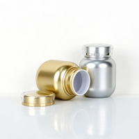 Flacon rond en PET plaqué or et argent avec couvercle double couche pour l'emballage de capsules, de vitamines et de compléments alimentaires