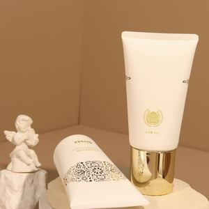 Tube cosmétique blanc avec capuchon électro-plaqué or métallisé pour masque facial peel-off - Product Image 5