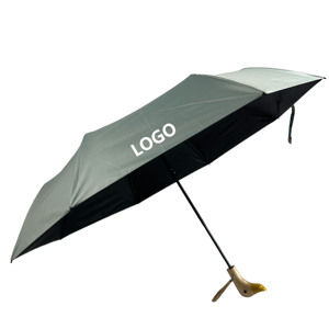 Sombrilla Plegable de 3 Secciones, Impermeable, con Diseño de Pájaro, Mango de Madera, Protección UV - Product Image 2