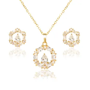 Nhà Máy Cung Cấp Đơn Giản Trendy Necklace Và Earrings Set Đối Với Phụ Nữ Nữ Thanh Lịch Ladies Jewelry Set Quà Tặng