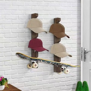 Porte-chapeaux mural en bois, organiseur de casquettes en bois massif, présentoir à chapeaux - Product Image 1