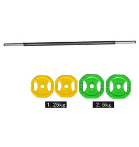 FDFIT ที่กําหนดเองออกกําลังกายที่บ้านอุปกรณ์ออกกําลังกายยกน้ําหนัก Barbell บาร์ที่มีสีสันมือจับแผ่นบาร์หมอบลึก - Product Image 6