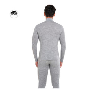 100% vestiti caldi di lana Merino bassi MOQ GECKO MASTER Heather Grey da uomo con <span class=keywords><strong>mezza</strong></span> Zip a maniche lunghe da uomo - Product Image 3