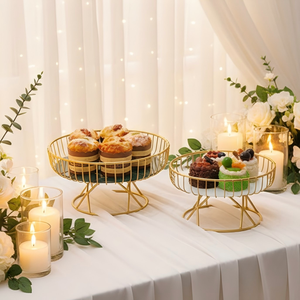 Düğün Partisi Masa Süsleri Altın Metal Tel Meyve Sepeti Meyve Kasesi, Tatlı Meyve Tutucu Standı Tezgah için Saklama Sepetleri - Product Image 1