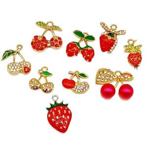 新款樱桃草莓立体合金油DIY水果饰品配件适用于钥匙包手链吊坠材料 - Product Image 5