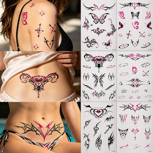 Autocollants de tatouage temporaire 3D réalistes en forme de papillon tribal, non toxiques, imperméables, pour femmes, pour poitrine, bras, épaule - Product Image 2