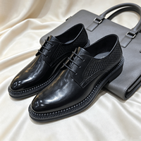 Nouvelles Chaussures Derby Homme 2026 à Semelle Épaisse en Cuir Véritable – Chaussures Habillées Classiques Noires à Lacets pour Hommes, Idéales pour le Bureau