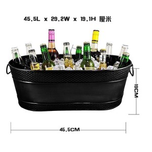 Cubo de Hielo Metálico Grande para Bebidas, Tina Ovalada Galvanizada para Cerveza con Asas, Enfriador de Champán de Grado Comercial para Bar, KTV y Fiestas - Product Image 6
