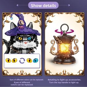 Wholesale OEM Creative Magic <b>Cat</b> Building Blocks 1128 Pieces Hand-Made Plastic Model Educational <b>Halloween</b> Collectible Figurine - Product Image 3