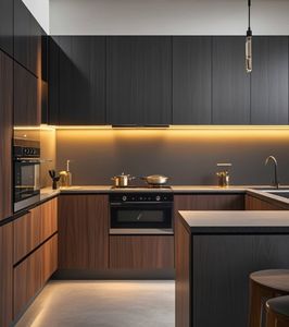 Mueble Modular de Madera para Cocina con Encimera, Luz LED e Isla - Product Image 5