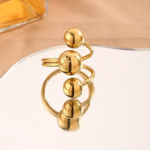 New Style Exaggerate <b>Micro</b> Insert Rings Fine 18K Gold Plated Stainless Steel Geometric Fashion Jewelry Rings for Women - Product Image 3